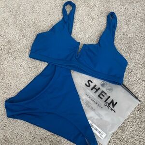 SHEIN Swim V Wired Blue Bikini Set